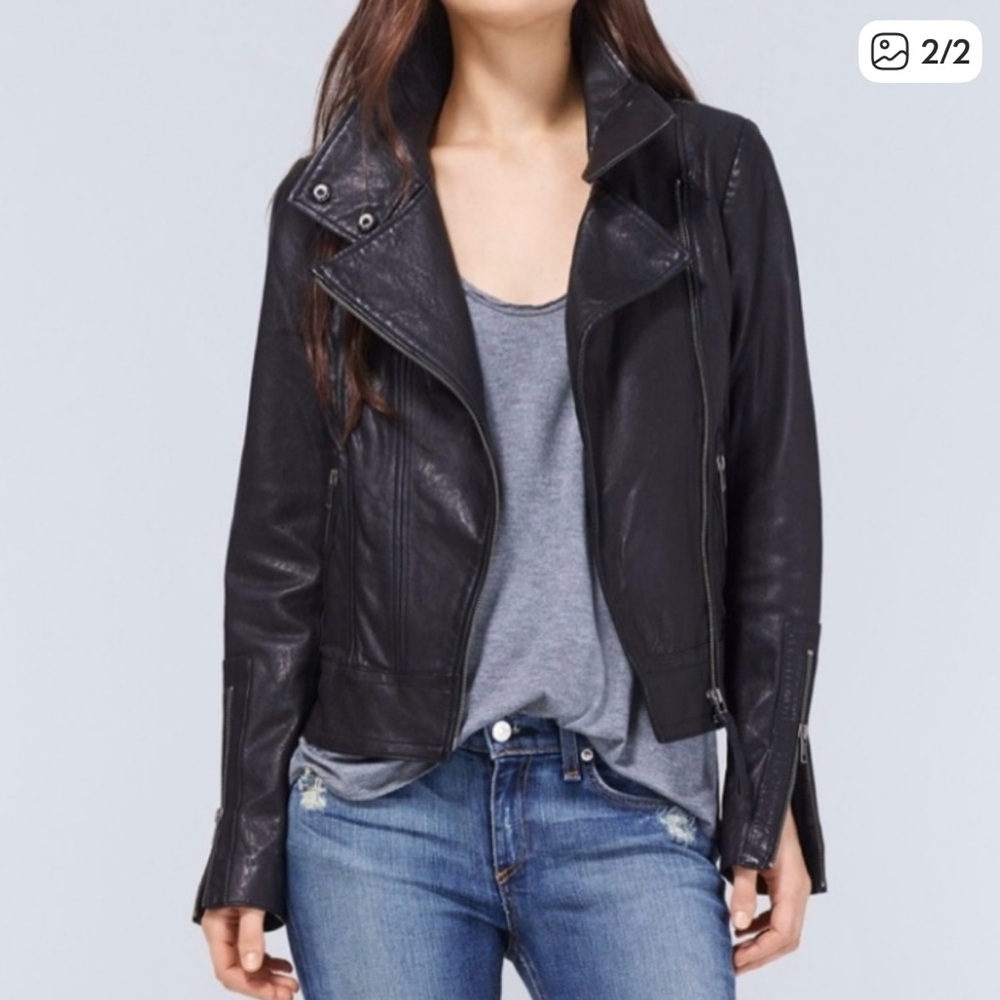Mackage (Aritzia exclusive) Kenya Black Leather Motorcycle Jacket, Size P/S